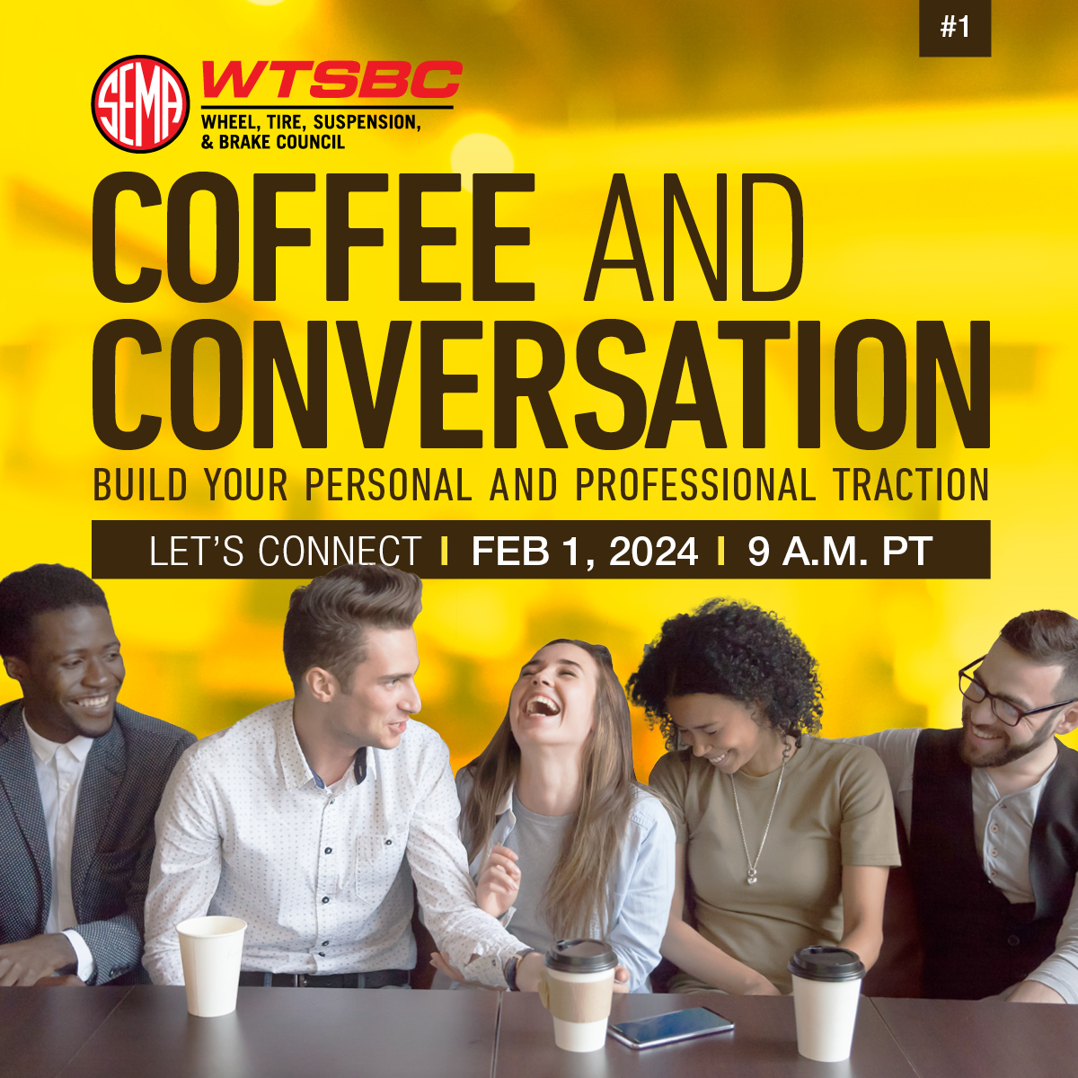 WTSBC Coffee and Conversation - image of small group talking and having coffee